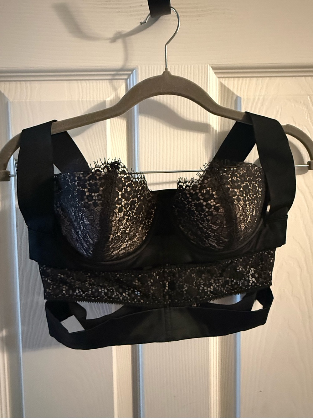 Victoria’s Secret Very Sexy Black Lace Longline Bustier Bra Top 34C